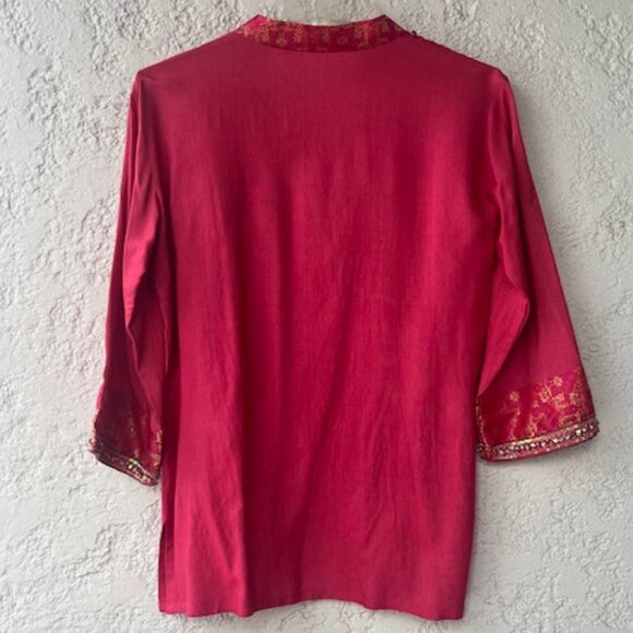 Embellished Pink Silk Kurta from India - NWOT - Picture 4 of 10